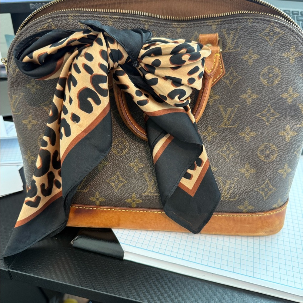 Louis Vuitton Brown Monogram Handbag with Scarf